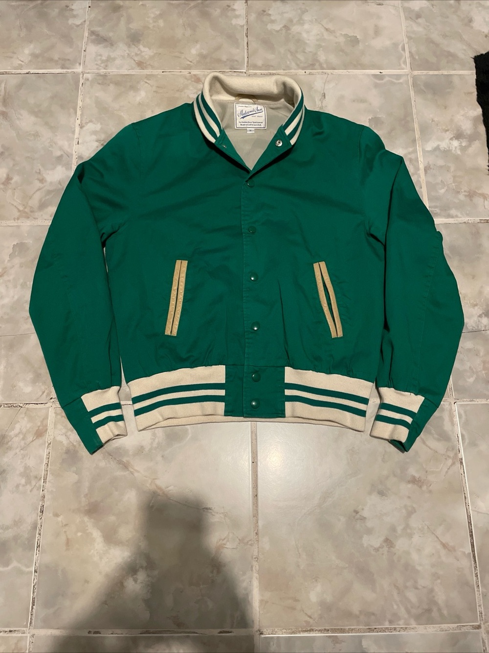 VTG Slater and Son By Golden Bear Sportswear Men’s Green Varsity Jacket SZ M